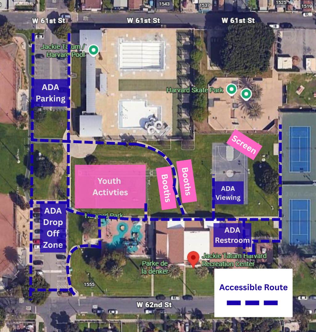 This is an image of the event site with accessible pathways highlighted
